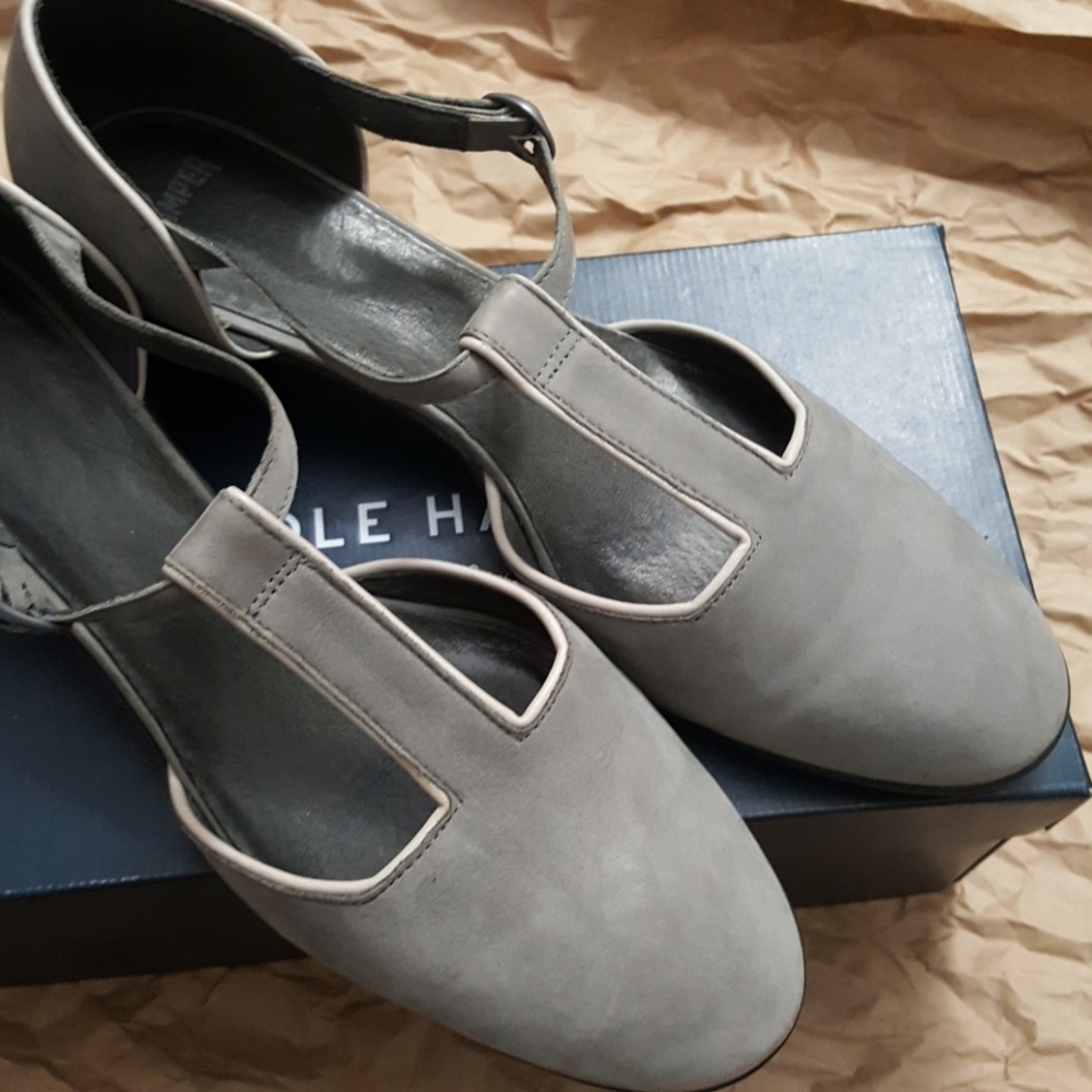 Camper Gray White Mary Jane low heel